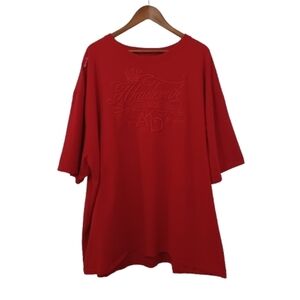 AKADEMIKS Men's 6XL Plus Size Big Tall Red Embroidered Casual Cotton T-Shirt Top